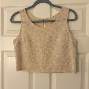 White Lace Sleeveless Crop Top